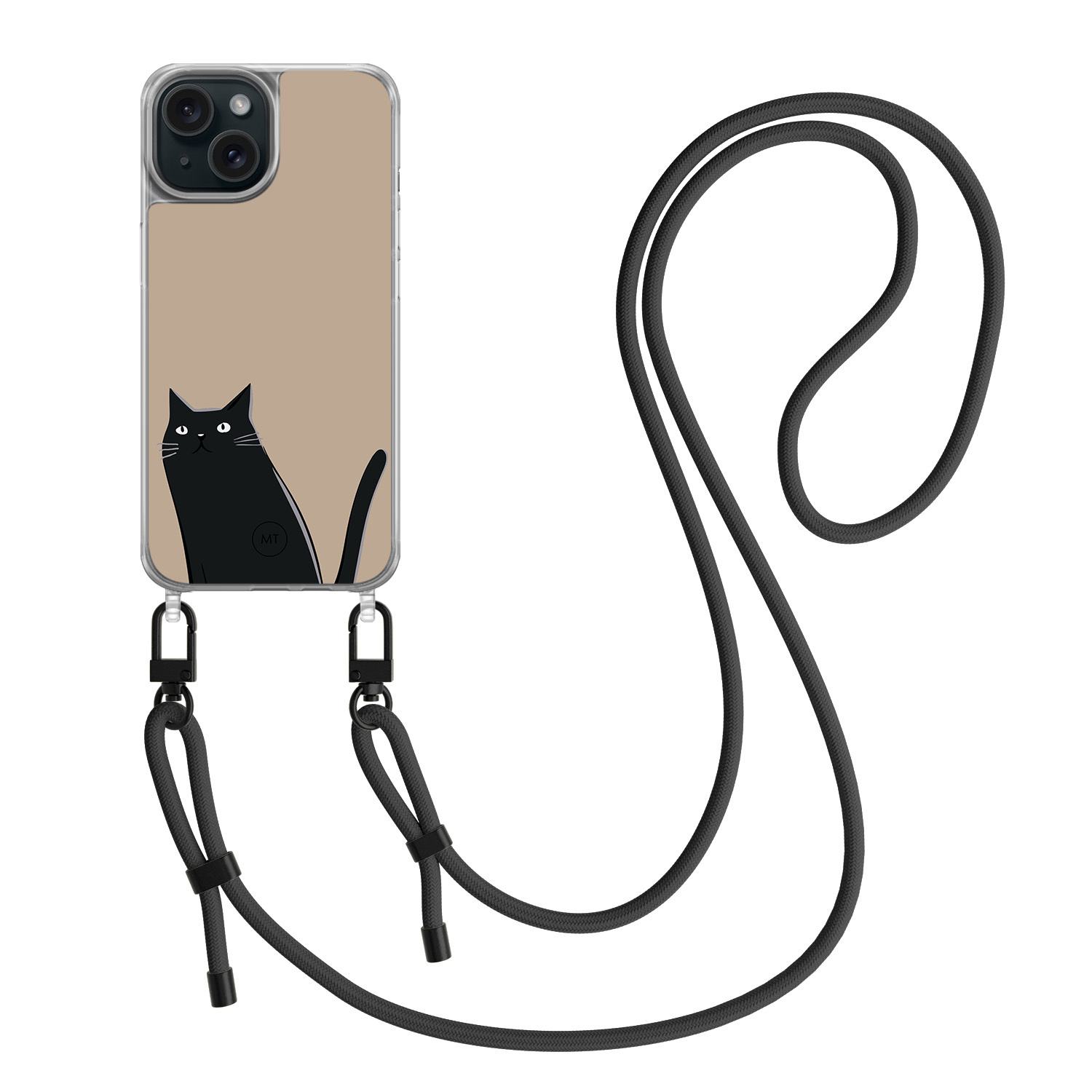 Mooie Telefoonhoesjes iPhone 15 hoesje met zwart koord - Purrflectly