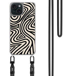Mooie Telefoonhoesjes iPhone 14 hoesje met zwart koord - Groovy lines