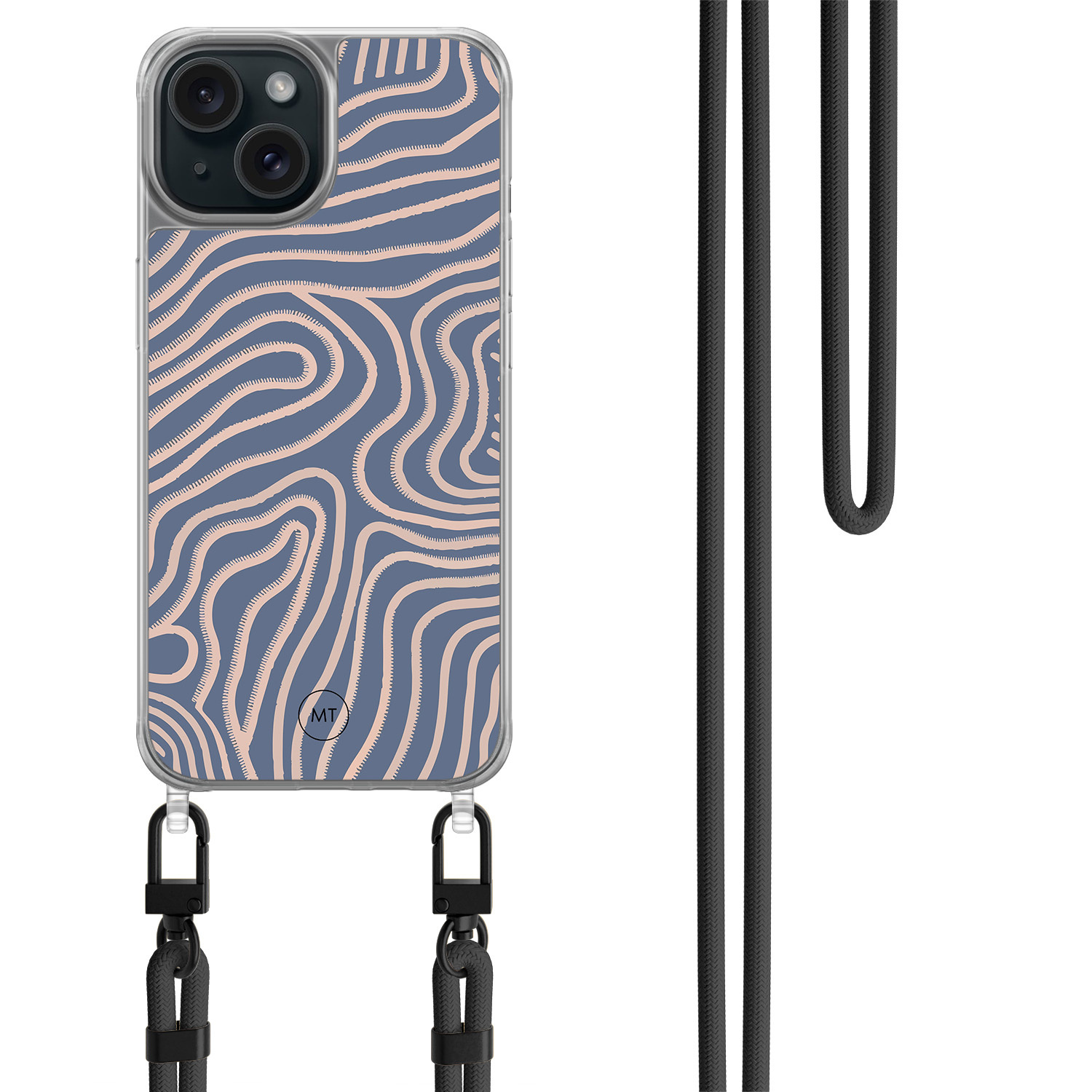 Mooie Telefoonhoesjes iPhone 14 hoesje met zwart koord - Flowing lines