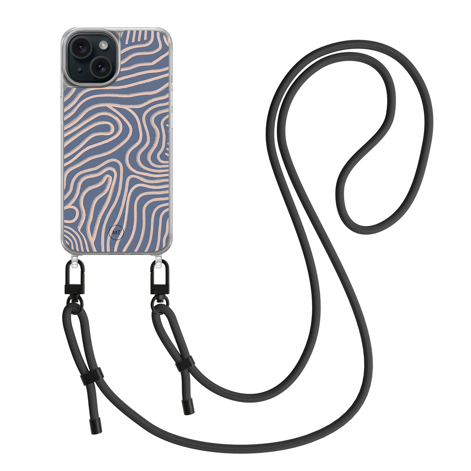 Mooie Telefoonhoesjes iPhone 14 hoesje met zwart koord - Flowing lines