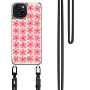 Mooie Telefoonhoesjes iPhone 14 hoesje met zwart koord - Retro blooms