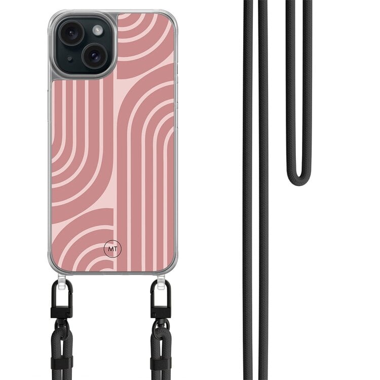 Mooie Telefoonhoesjes iPhone 13 hoesje met zwart koord - Blush shapes