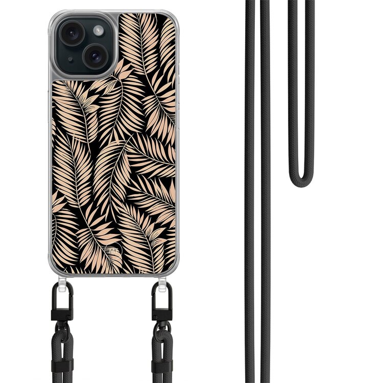 Mooie Telefoonhoesjes iPhone 13 hoesje met zwart koord - Palm silhouette