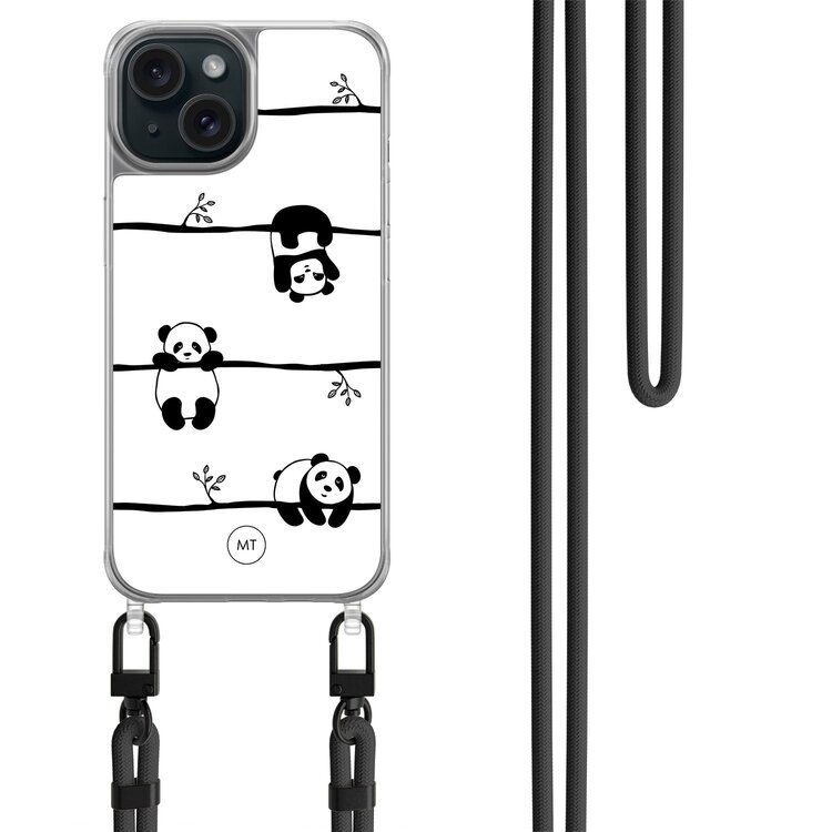 Mooie Telefoonhoesjes iPhone 13 hoesje met zwart koord - Panda