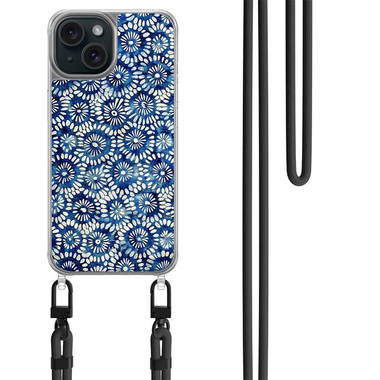 Mooie Telefoonhoesjes iPhone 13 hoesje met zwart koord - Azure daisies