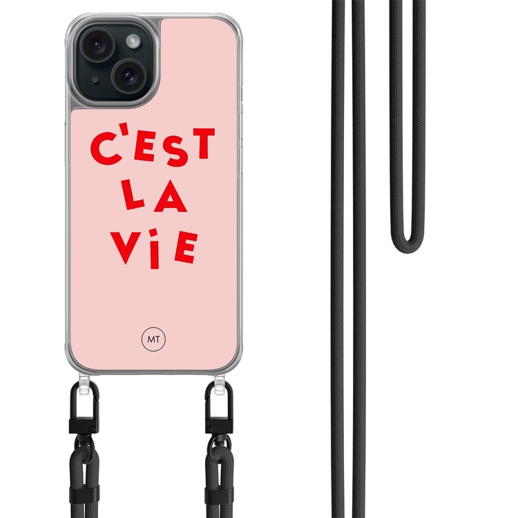 Mooie Telefoonhoesjes iPhone 13 hoesje met zwart koord - C'est la vie