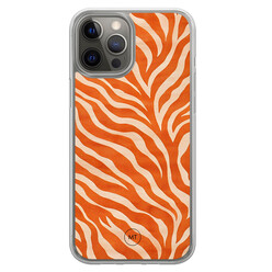 Mooie Telefoonhoesjes iPhone 12 (Pro) hybride hoesje - Zebra oranje
