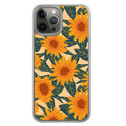 Mooie Telefoonhoesjes iPhone 12 (Pro) hybride hoesje - Zonnebloemen