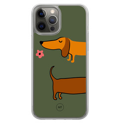 Mooie Telefoonhoesjes iPhone 12 (Pro) hybride hoesje - Sausage stroll