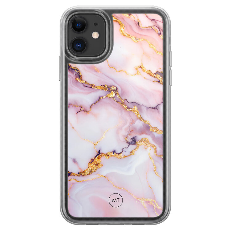Mooie Telefoonhoesjes iPhone 11 hybride hoesje - Marble pink