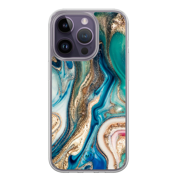 Mooie Telefoonhoesjes iPhone 15 Pro hybride hoesje - Magic marble
