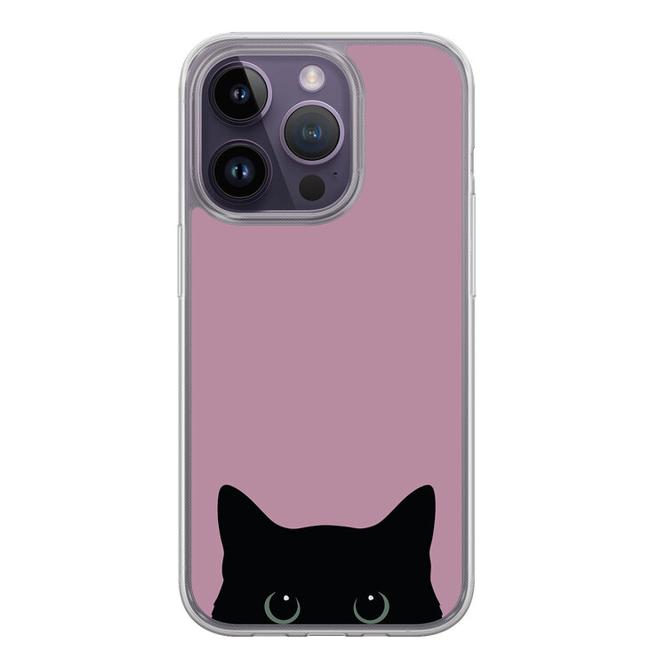 Mooie Telefoonhoesjes iPhone 15 Pro hybride hoesje - Zwarte kat