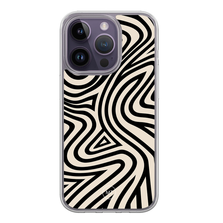 Mooie Telefoonhoesjes iPhone 15 Pro hybride hoesje - Groovy lines