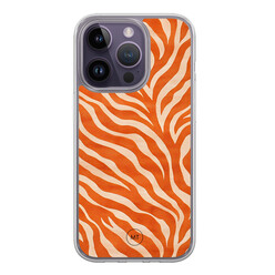 Mooie Telefoonhoesjes iPhone 15 Pro hybride hoesje - Zebra oranje