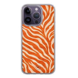 Mooie Telefoonhoesjes iPhone 15 Pro hybride hoesje - Zebra oranje