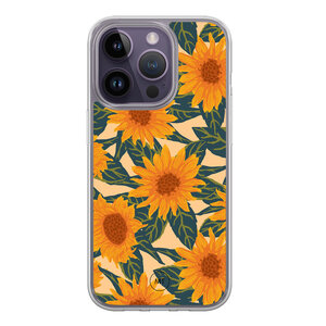 Mooie Telefoonhoesjes iPhone 15 Pro hybride hoesje - Zonnebloemen