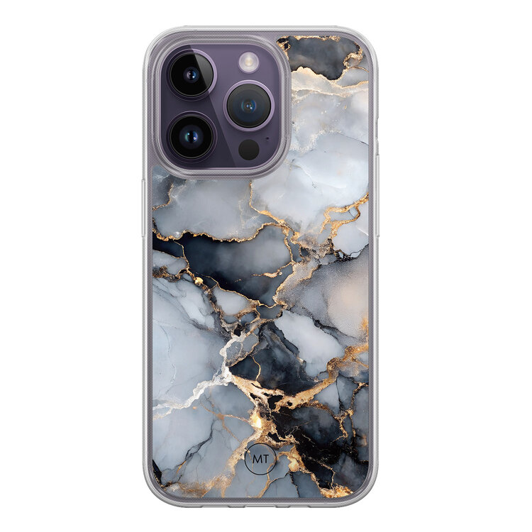 Mooie Telefoonhoesjes iPhone 15 Pro hybride hoesje - Marble mist