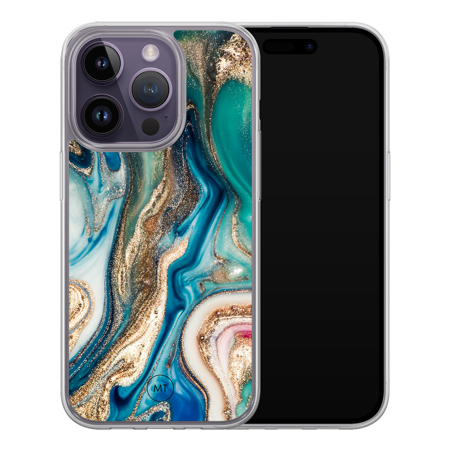 Mooie Telefoonhoesjes iPhone 14 Pro hybride hoesje - Magic marble