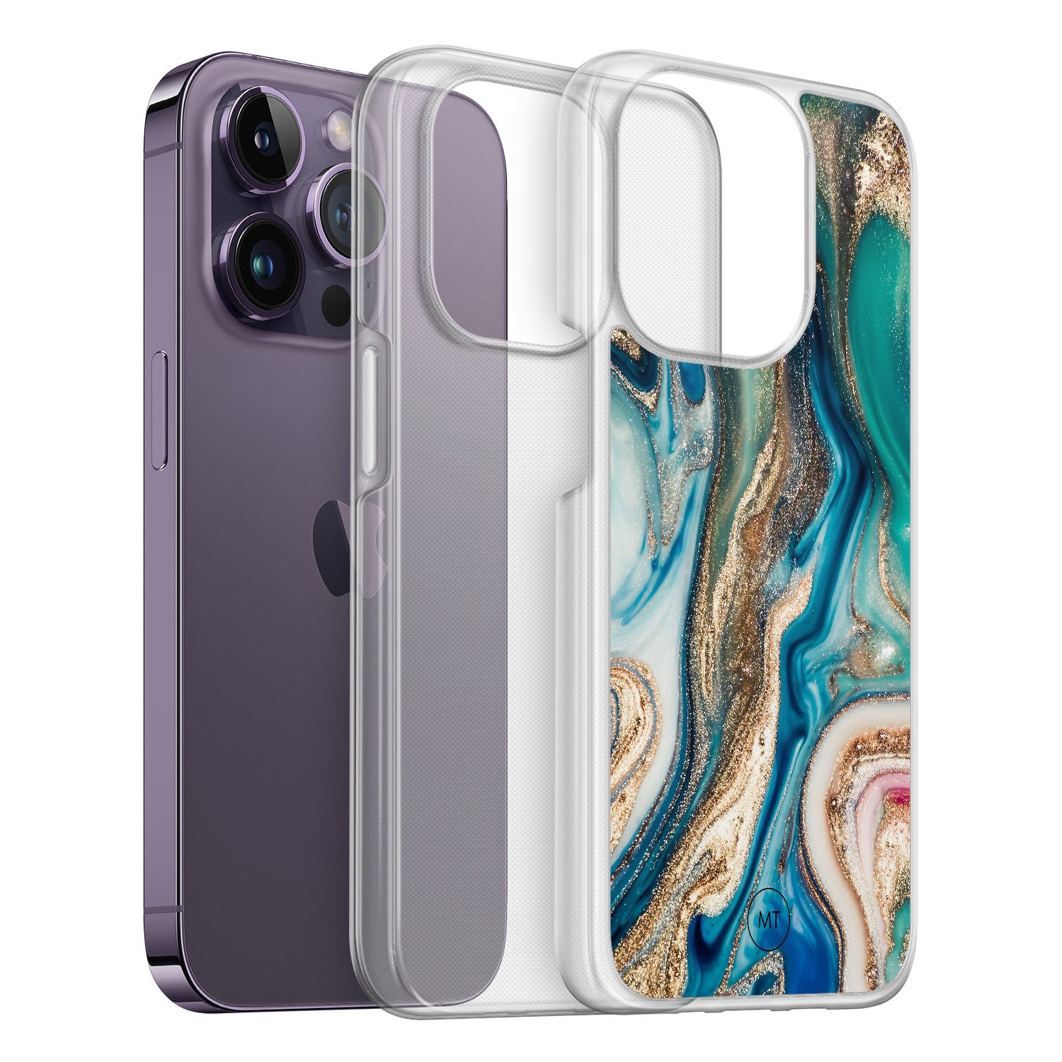 Mooie Telefoonhoesjes iPhone 14 Pro hybride hoesje - Magic marble