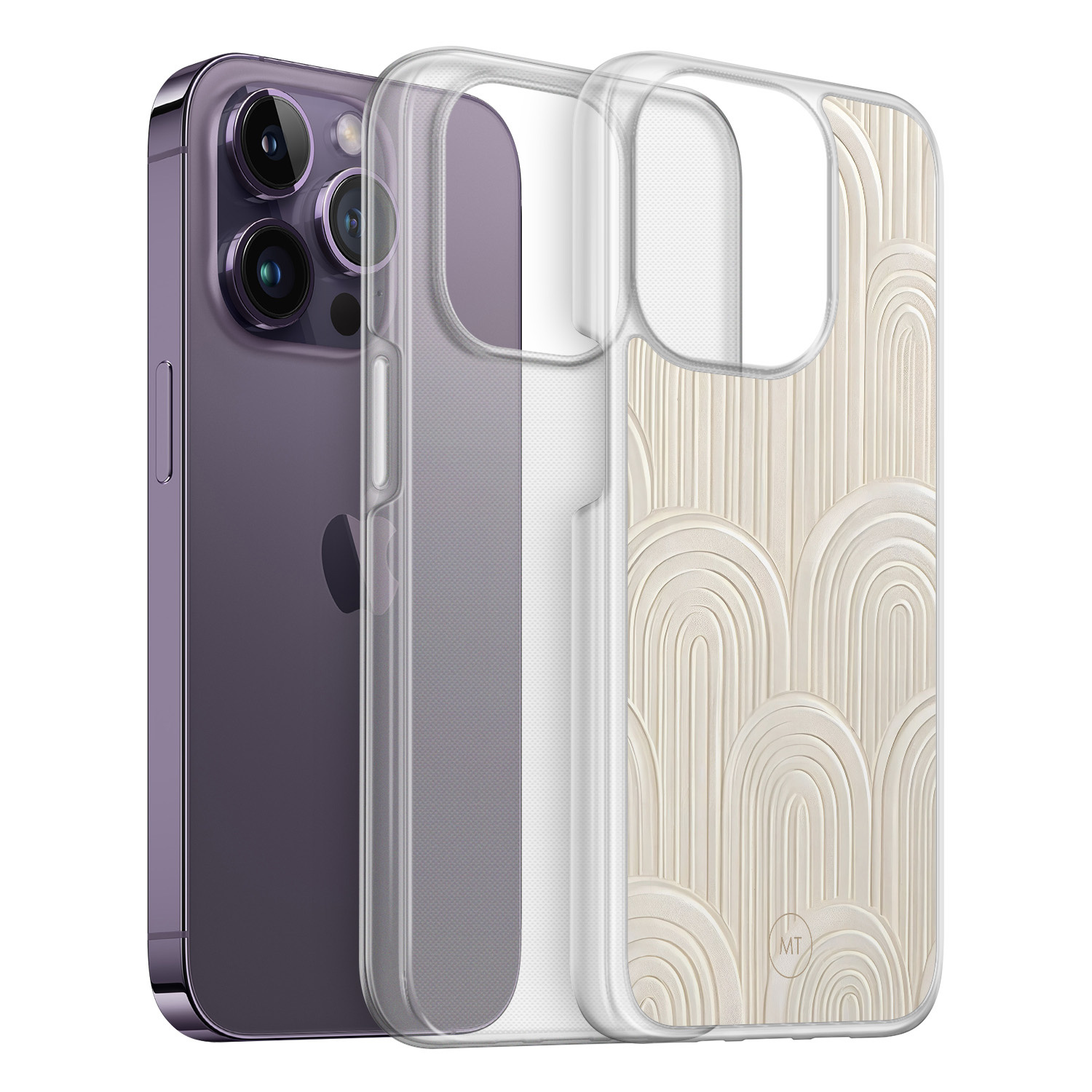 Mooie Telefoonhoesjes iPhone 14 Pro hybride hoesje - Modern waves