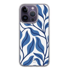 Mooie Telefoonhoesjes iPhone 13 Pro hybride hoesje - Blue leaves