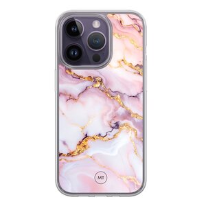 Mooie Telefoonhoesjes iPhone 13 Pro hybride hoesje - Marble pink