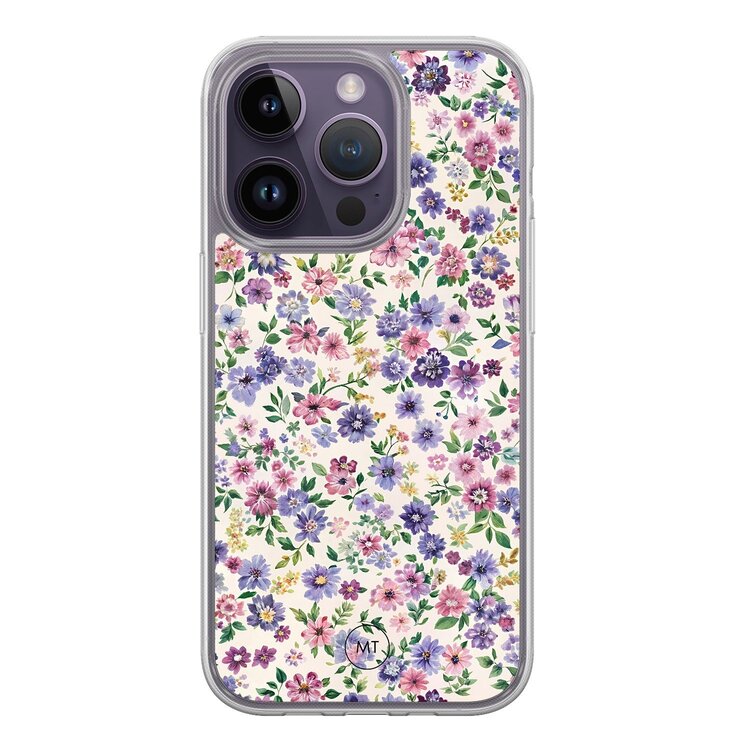 Mooie Telefoonhoesjes iPhone 13 Pro hybride hoesje - Purple garden