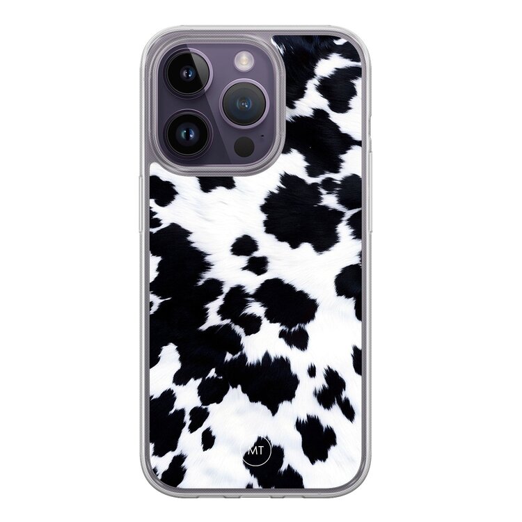 Mooie Telefoonhoesjes iPhone 13 Pro hybride hoesje - Koeienprint
