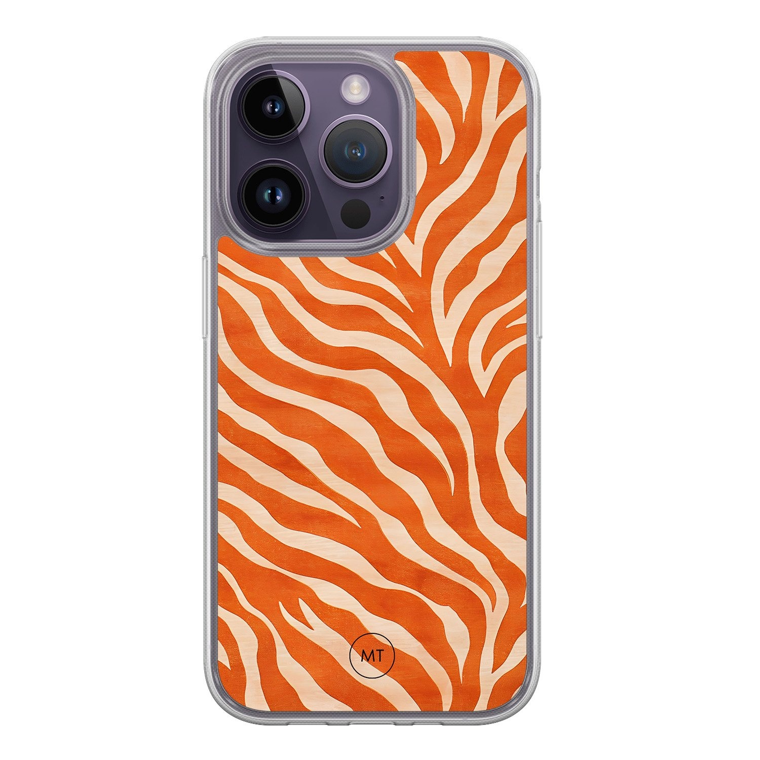 Mooie Telefoonhoesjes iPhone 13 Pro hybride hoesje - Zebra oranje
