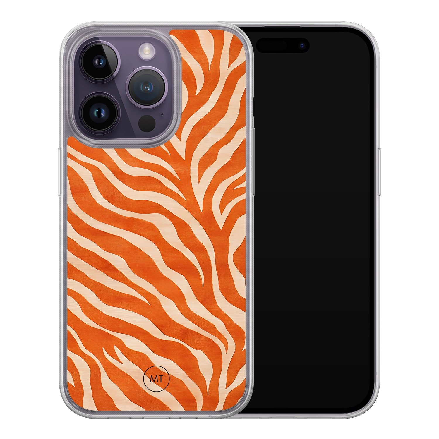 Mooie Telefoonhoesjes iPhone 13 Pro hybride hoesje - Zebra oranje
