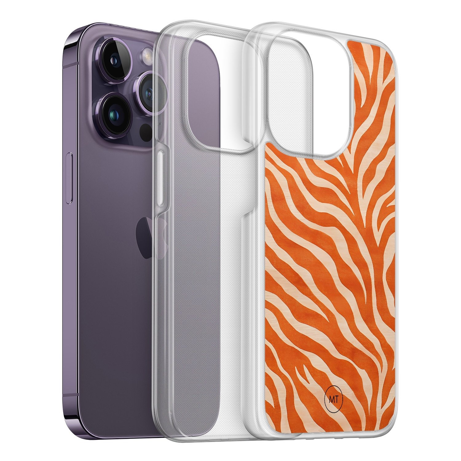 Mooie Telefoonhoesjes iPhone 13 Pro hybride hoesje - Zebra oranje