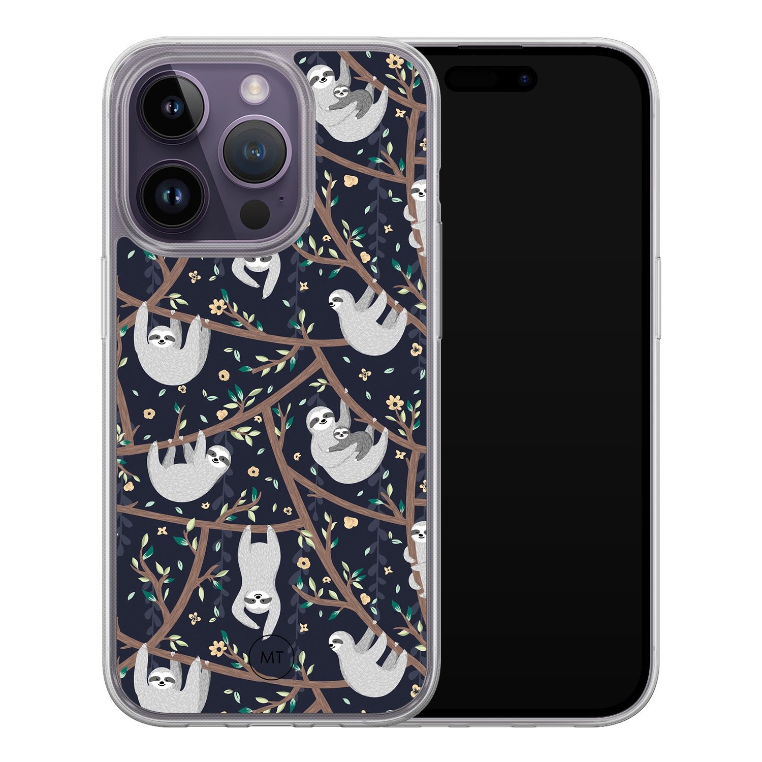 Mooie Telefoonhoesjes iPhone 13 Pro hybride hoesje - Luiaard print