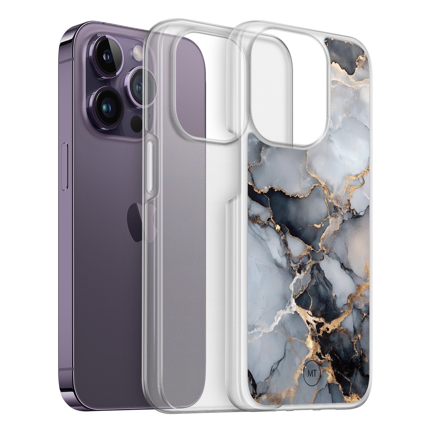 Mooie Telefoonhoesjes iPhone 13 Pro hybride hoesje - Marble mist