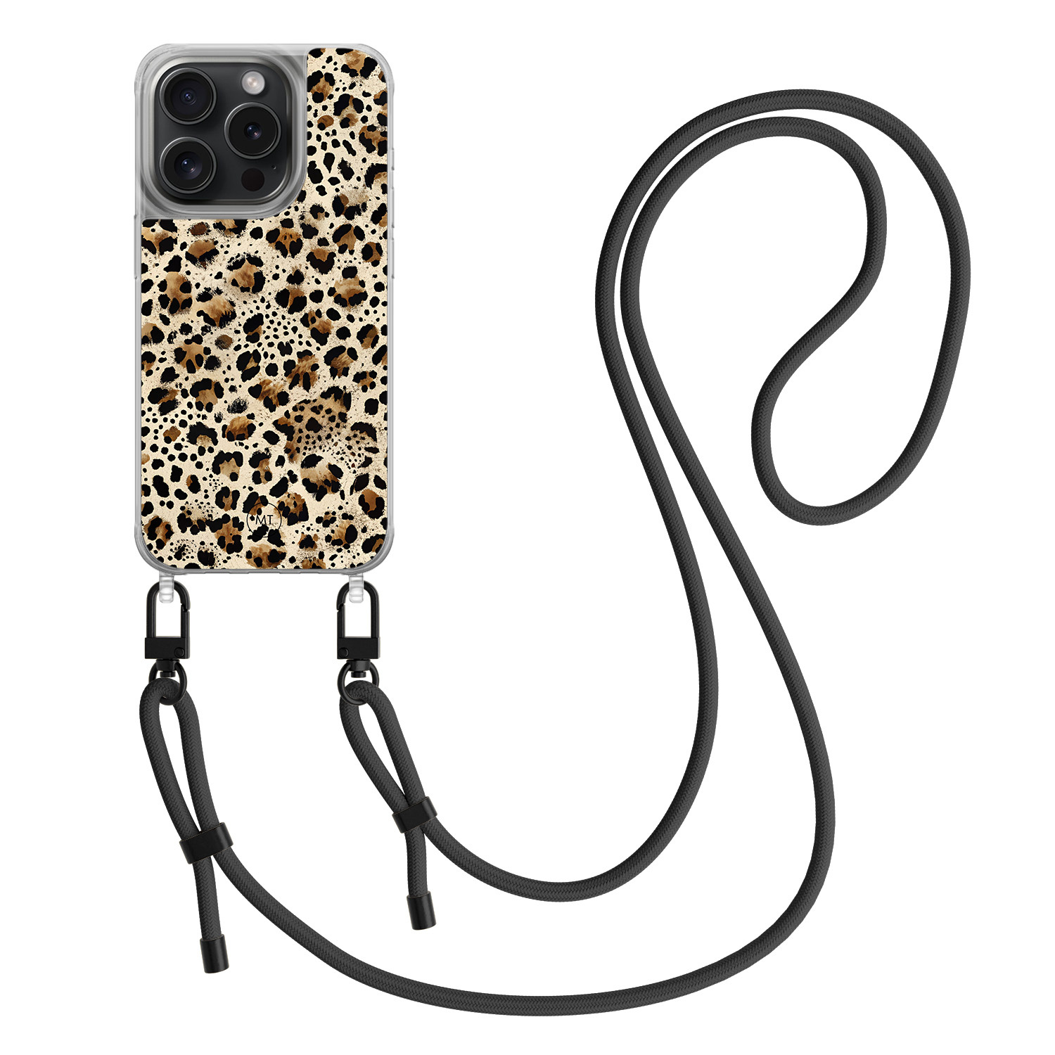Mooie Telefoonhoesjes iPhone 15 Pro hoesje met zwart koord - Wild essence