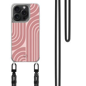 Mooie Telefoonhoesjes iPhone 14 Pro hoesje met zwart koord - Blush shapes