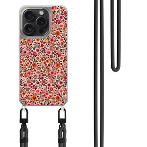 Mooie Telefoonhoesjes iPhone 14 Pro hoesje met zwart koord - Vintage floral
