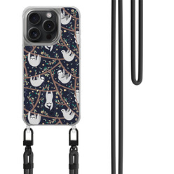 Mooie Telefoonhoesjes iPhone 14 Pro hoesje met zwart koord - Luiaard
