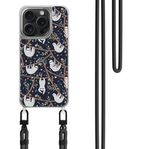 Mooie Telefoonhoesjes iPhone 14 Pro hoesje met zwart koord - Luiaard
