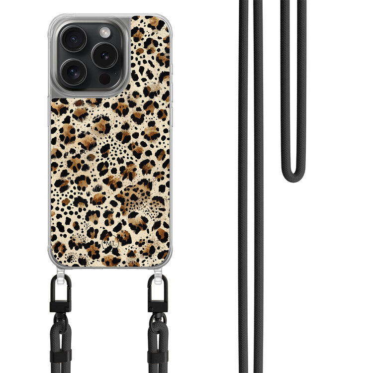 Mooie Telefoonhoesjes iPhone 14 Pro hoesje met zwart koord - Wild essence