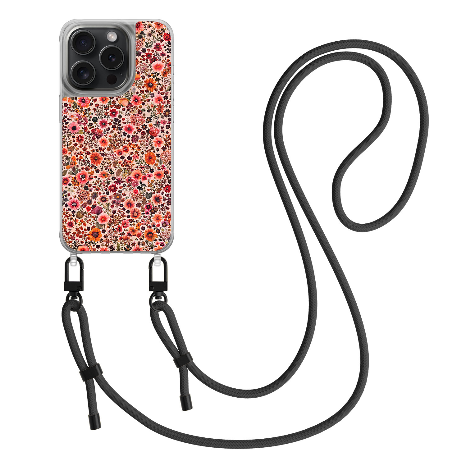 Mooie Telefoonhoesjes iPhone 13 Pro hoesje met zwart koord - Vintage floral