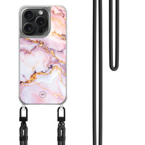 Mooie Telefoonhoesjes iPhone 13 Pro hoesje met zwart koord - Marble pink