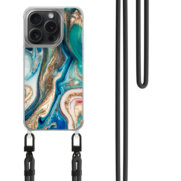 Mooie Telefoonhoesjes iPhone 13 Pro hoesje met zwart koord - Magic marble