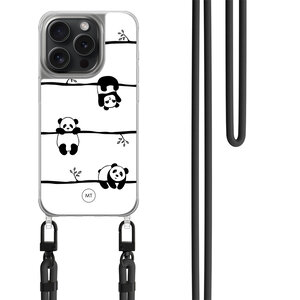 Mooie Telefoonhoesjes iPhone 13 Pro hoesje met zwart koord - Panda