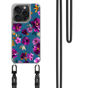 Mooie Telefoonhoesjes iPhone 13 Pro hoesje met zwart koord - Violet garden