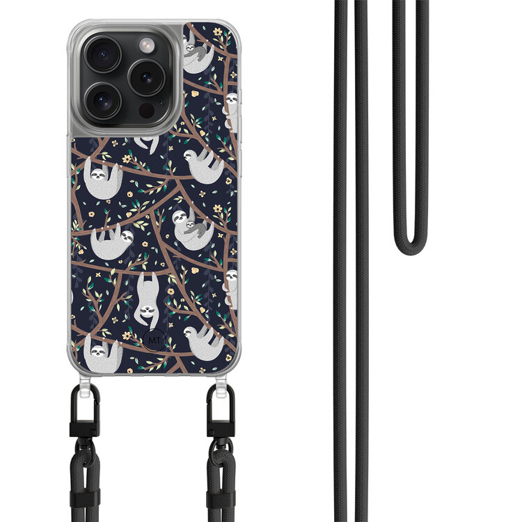 Mooie Telefoonhoesjes iPhone 13 Pro hoesje met zwart koord - Luiaard
