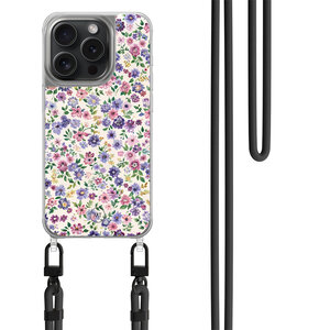 Mooie Telefoonhoesjes iPhone 13 Pro hoesje met zwart koord - Purple garden
