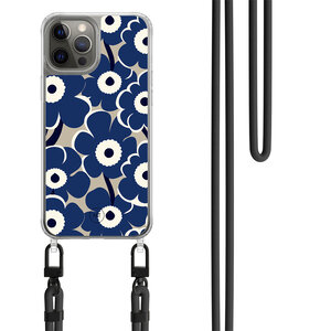 Casimoda iPhone 12 (Pro) hoesje met zwart koord - Abstract bloom