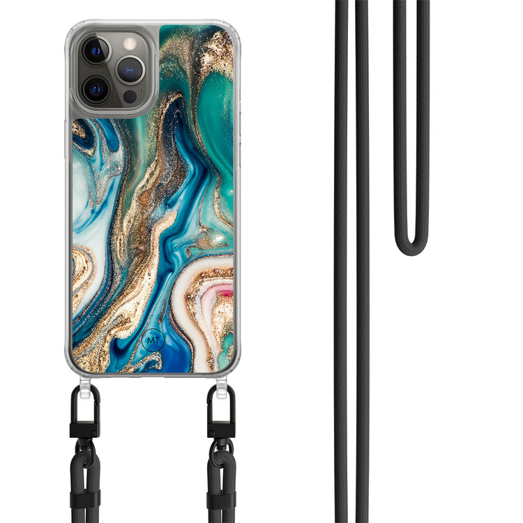 Casimoda iPhone 12 (Pro) hoesje met zwart koord - Magic marble