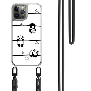 Casimoda iPhone 12 (Pro) hoesje met zwart koord - Panda