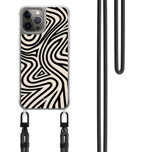 Casimoda iPhone 12 (Pro) hoesje met zwart koord - Groovy lines